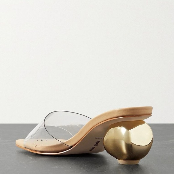 New Cult Gaia Tyra Mule Clear PVC Sandal Metallic Gold Cinderella Sz 37 - Picture 3 of 16